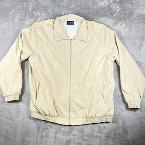 Sunderland Of‎ Scotland Brown Faux Suede Zip Jacket XL USA Made Golf Windbreaker